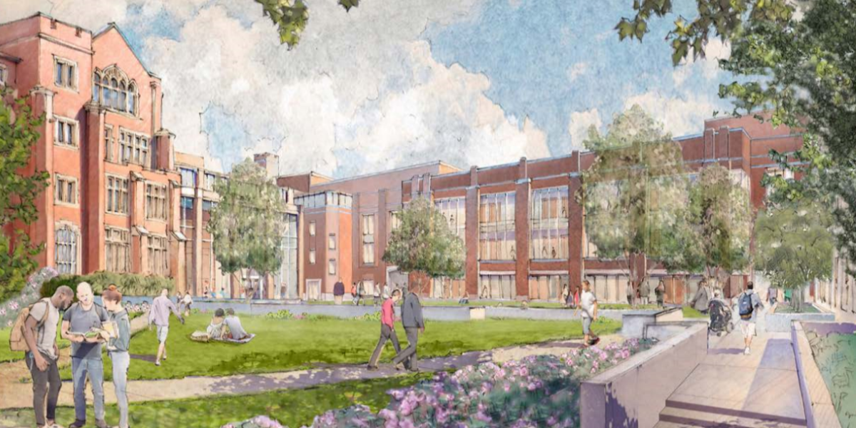 An exterior rendering of the IHSC.