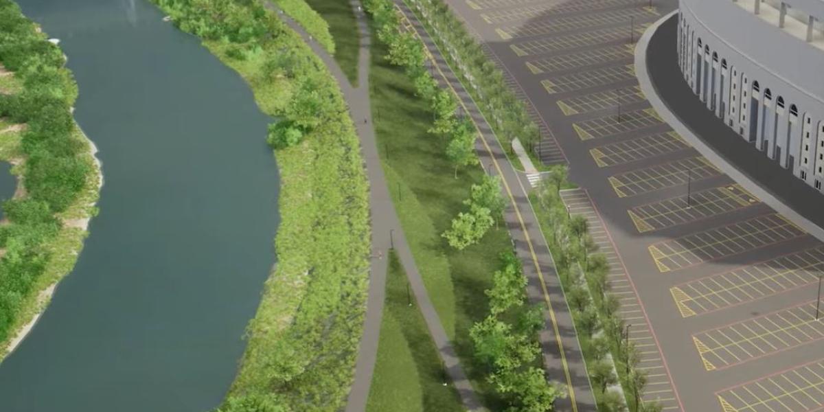 Olentangy Trail near Ohio Stadium after Cannon Drive Relocation Phase 2 completes