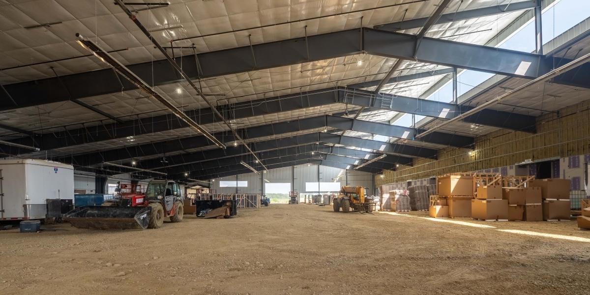 A view inside the dirt floor arena