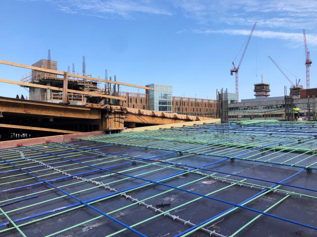 A view of Dodd Garage cables and rebar