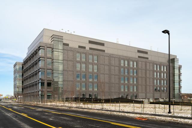 An exterior view of the building.