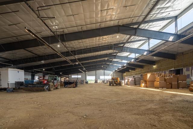 A view inside the dirt floor arena
