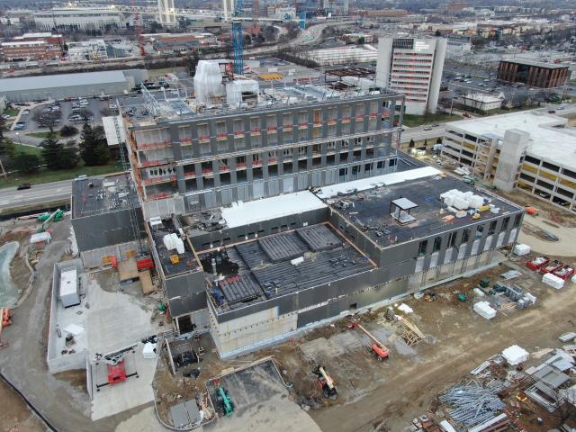 aerial photo of Outpatient Care West Campus facing east