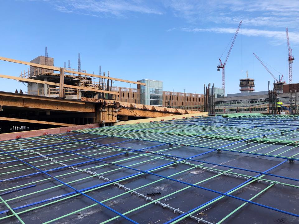 A view of Dodd Garage cables and rebar