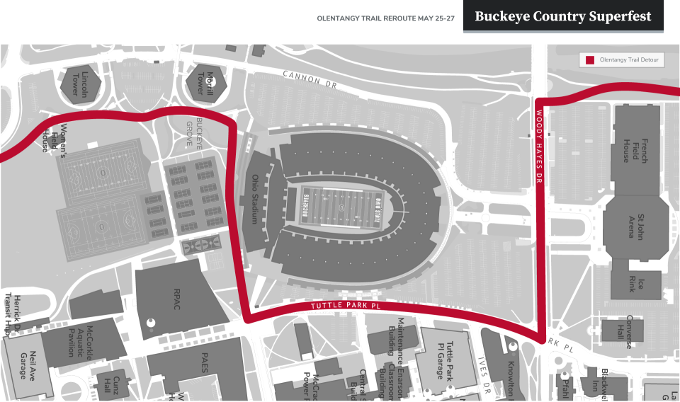 Olentangy Trail Superfest Reroute Map