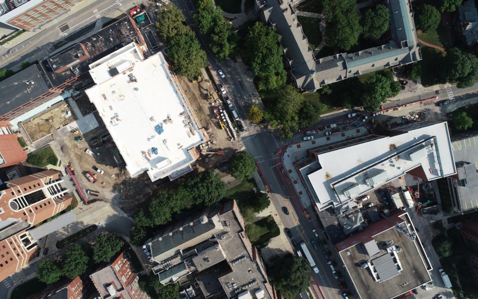 Sharing the intersection of 11th and Neil Avenues, the Optometry Clinic sits to the southeast and Postle Hall to the northwest of the two roadways.